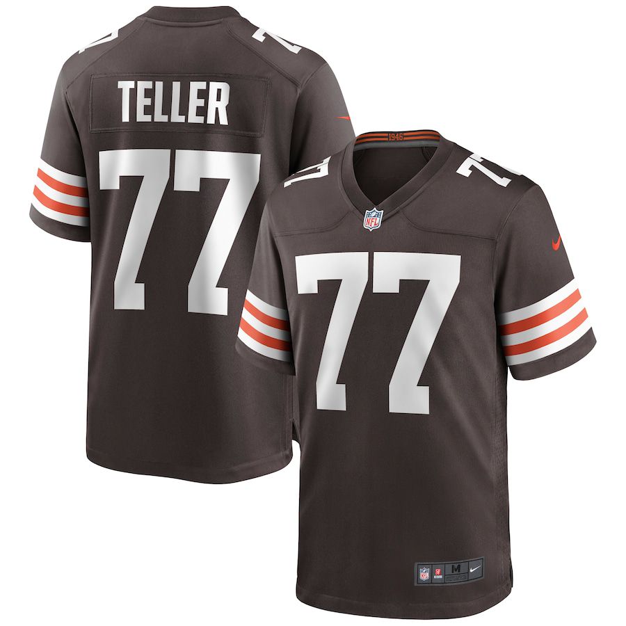Men Cleveland Browns #77 Wyatt Teller Nike Brown Game NFL Jersey->->NFL Jersey